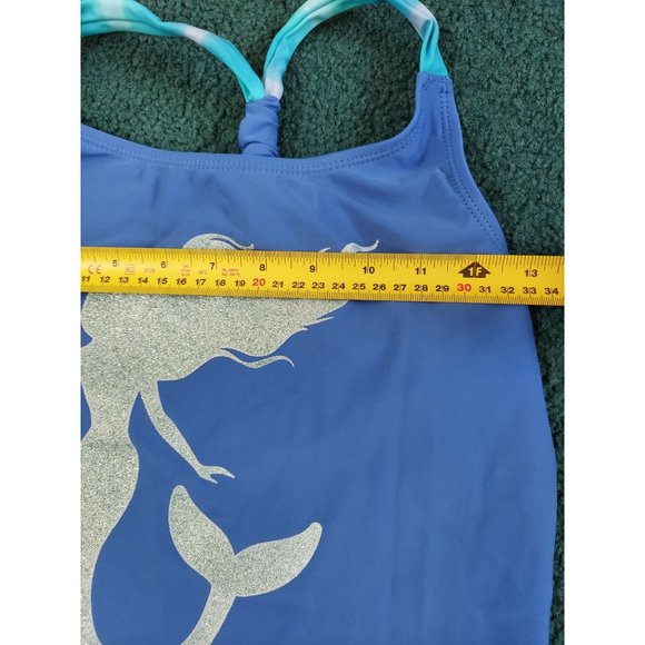 Wonder Nation Girl's Size 14/16 Turquoise Mermaid Scales 3 Piece Swimsuit Set - Picture 3 of 7